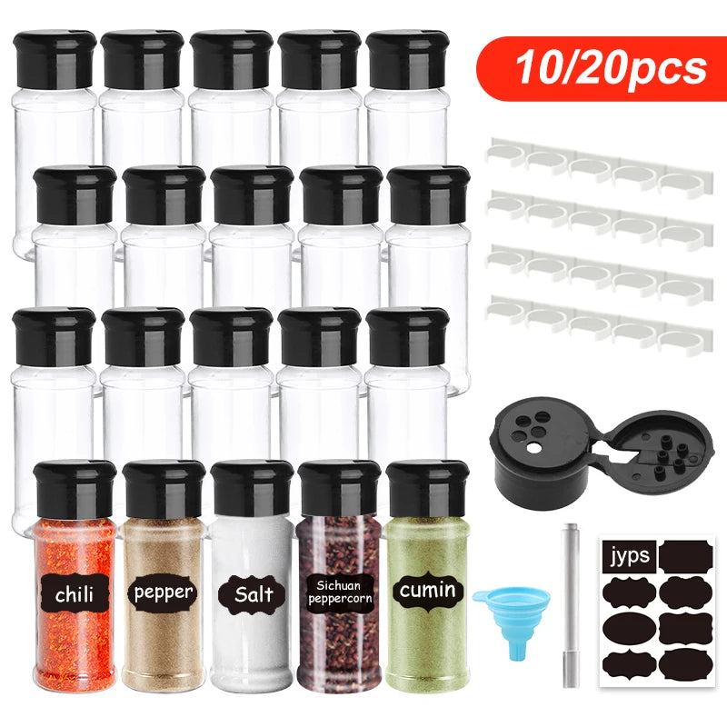 Spices Salt and Pepper Shaker Seasoning Jar spice organizer Plastic Barbecue Condiment Kitchen Gadget Tool