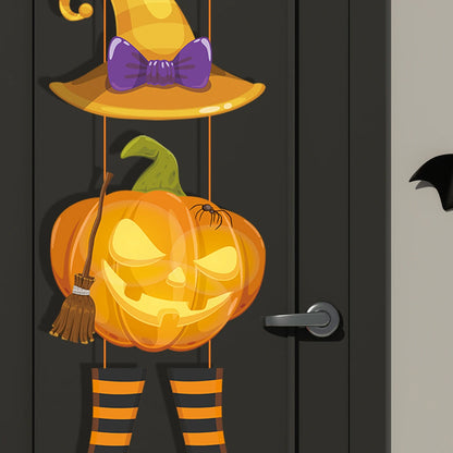 Halloween Paper Hanging Sign Spooky Pumpkin Witch Ghost Front Door Hanger