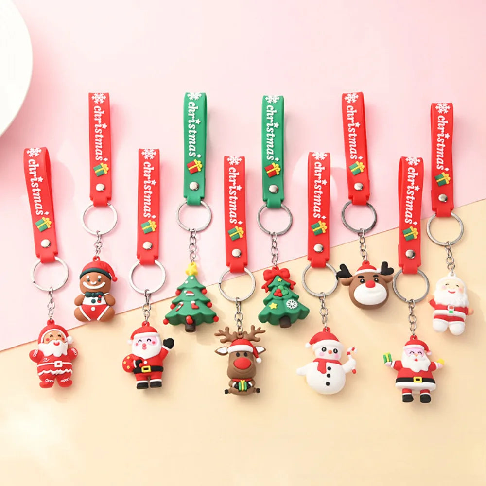 Christmas Tree Keychain Cartoon Silicone Snowman Keyring