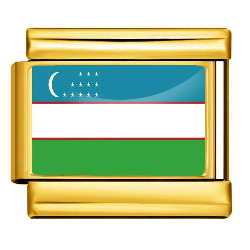 9mm Gold Color World National Flag DIY Jewelry