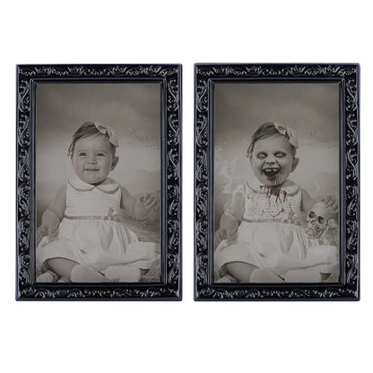 Halloween Decoration 3d Change Face Expression Moving Ghost Portrait Photo Frame