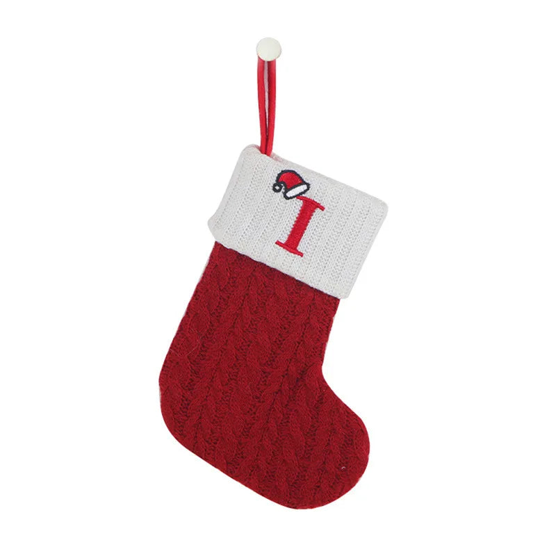 Christmas Socks Knitting Snowflake Letter Stocking Christmas Decoration