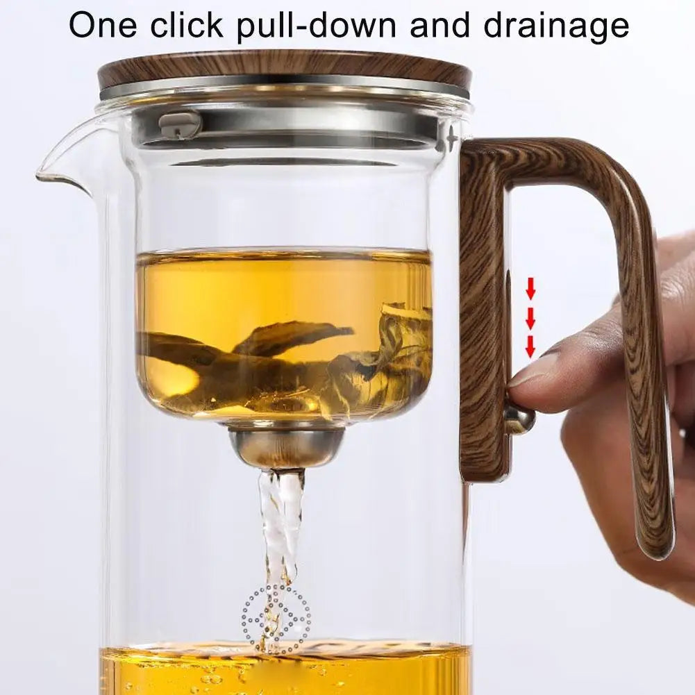 One-Click Magnetic Switch Tea Separation Filtration Glass Tea Pot