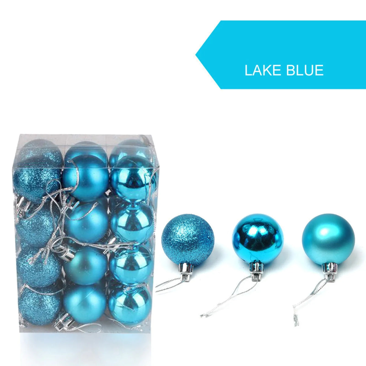 24pcs 3cm Glitter Christmas Ball Ornament Hanging Bauble Ball