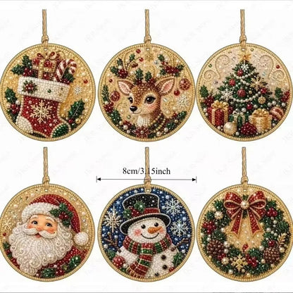 6PCS Pearl Diamond Art Kit for Christmas Hanging Ornaments DIY Adult Crafts Tree Decorations