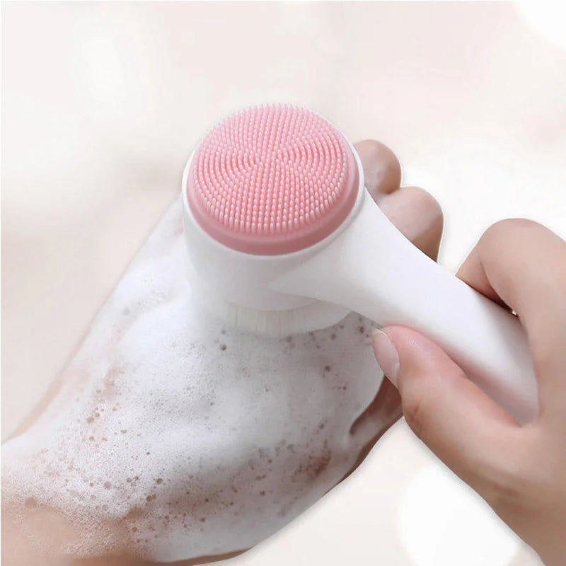 Manual Massage Facial Brush Soft Bristles Exfoliator Double Sided Face Wash Brush
