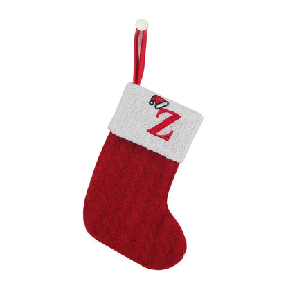 Christmas Socks Knitting Snowflake Letter Stocking Christmas Decoration