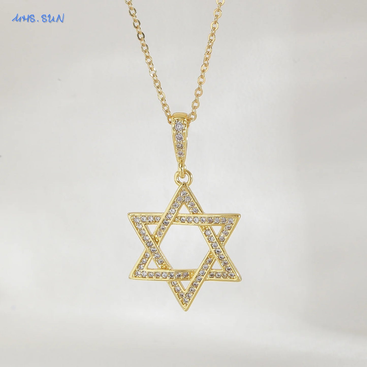 Hollow Hexagonal Pendant Chain Judaica Jewish Jewelry for Men & Women