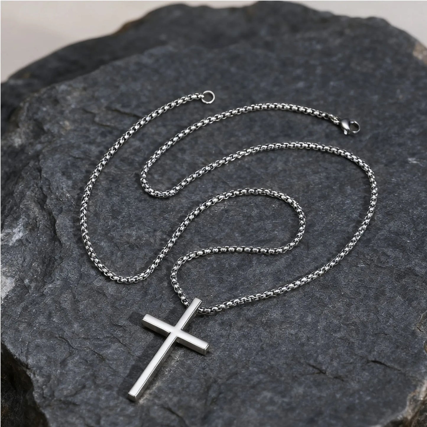 Silver Plain Cross Pendant Collar Hiphop Punk Jewelry Gift