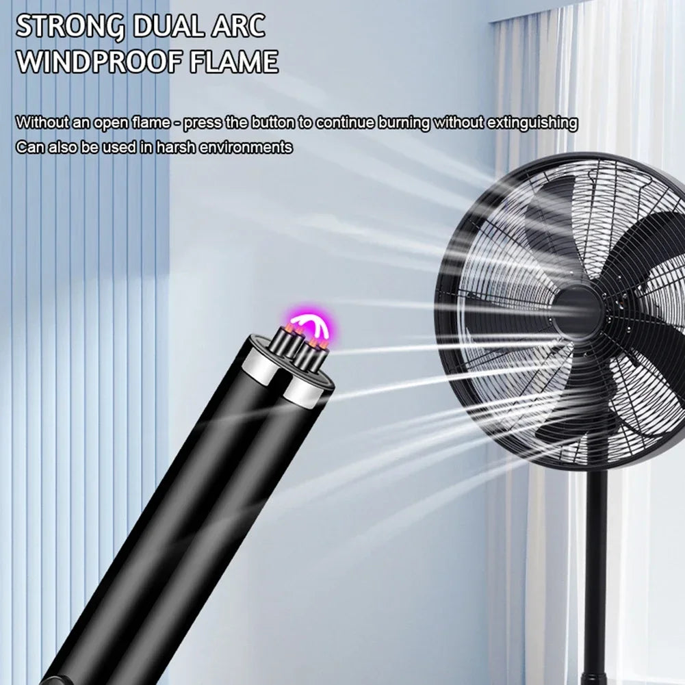Metal Long Windproof Pulse Arc Flameless USB Plasma Electric Lighter