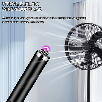 Metal Long Windproof Pulse Arc Flameless USB Plasma Electric Lighter
