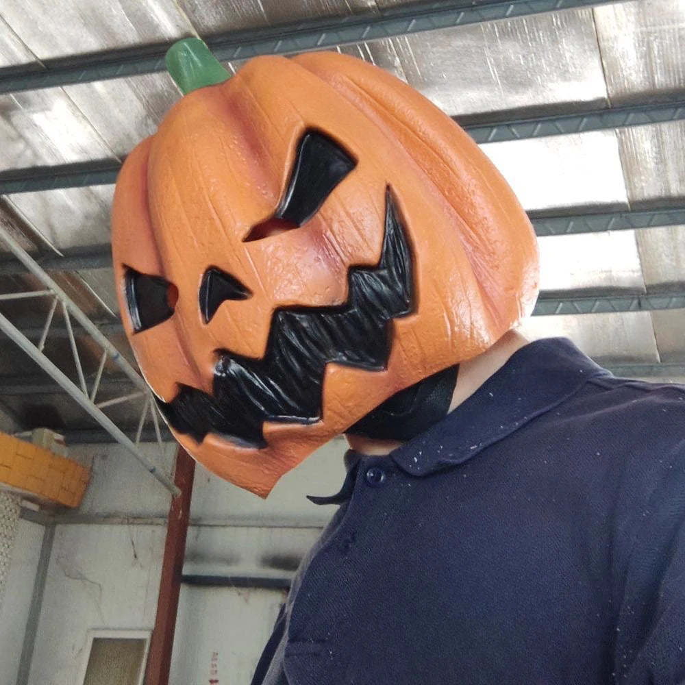 Halloween Evil Pumpkin Head Latex Mask Full Head Costume Mask