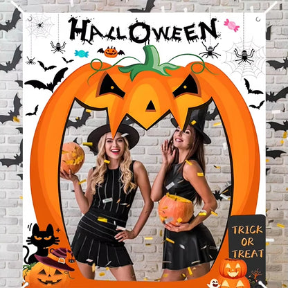 Halloween Pumpkin Party Decorations Scary Pumpkin Door Banner Creepy Photo Booth