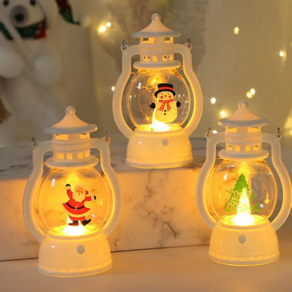 Portable LED Christmas Santa Claus Snowman Lanterns Indoor Decor Lights