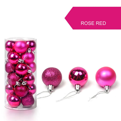24pcs 3cm Glitter Christmas Ball Ornament Hanging Bauble Ball