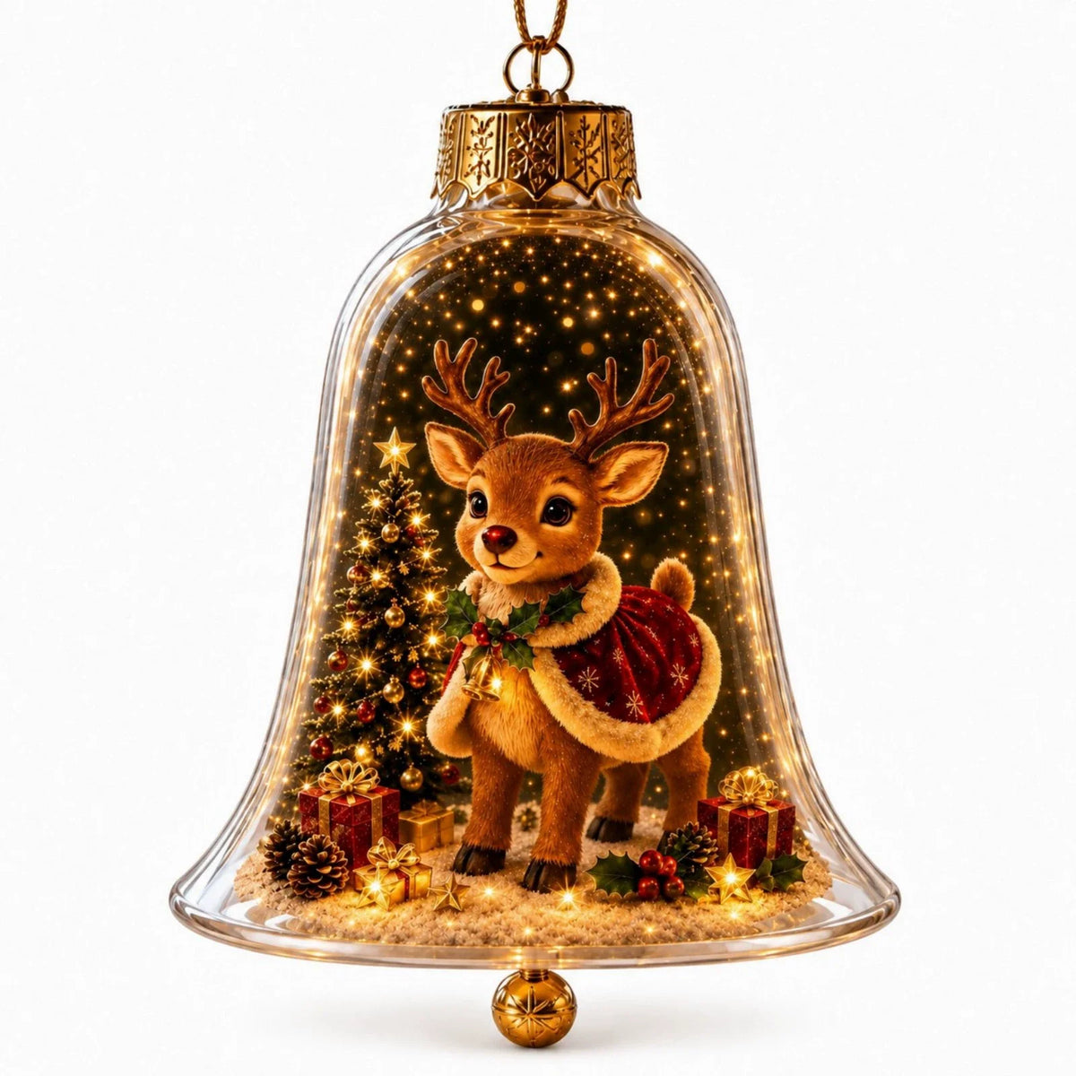 Acrylic Christmas Bell Ornament Decoration 3D Snow Globe Santa Snowman Ball Hanging Xmas Tree Pendant