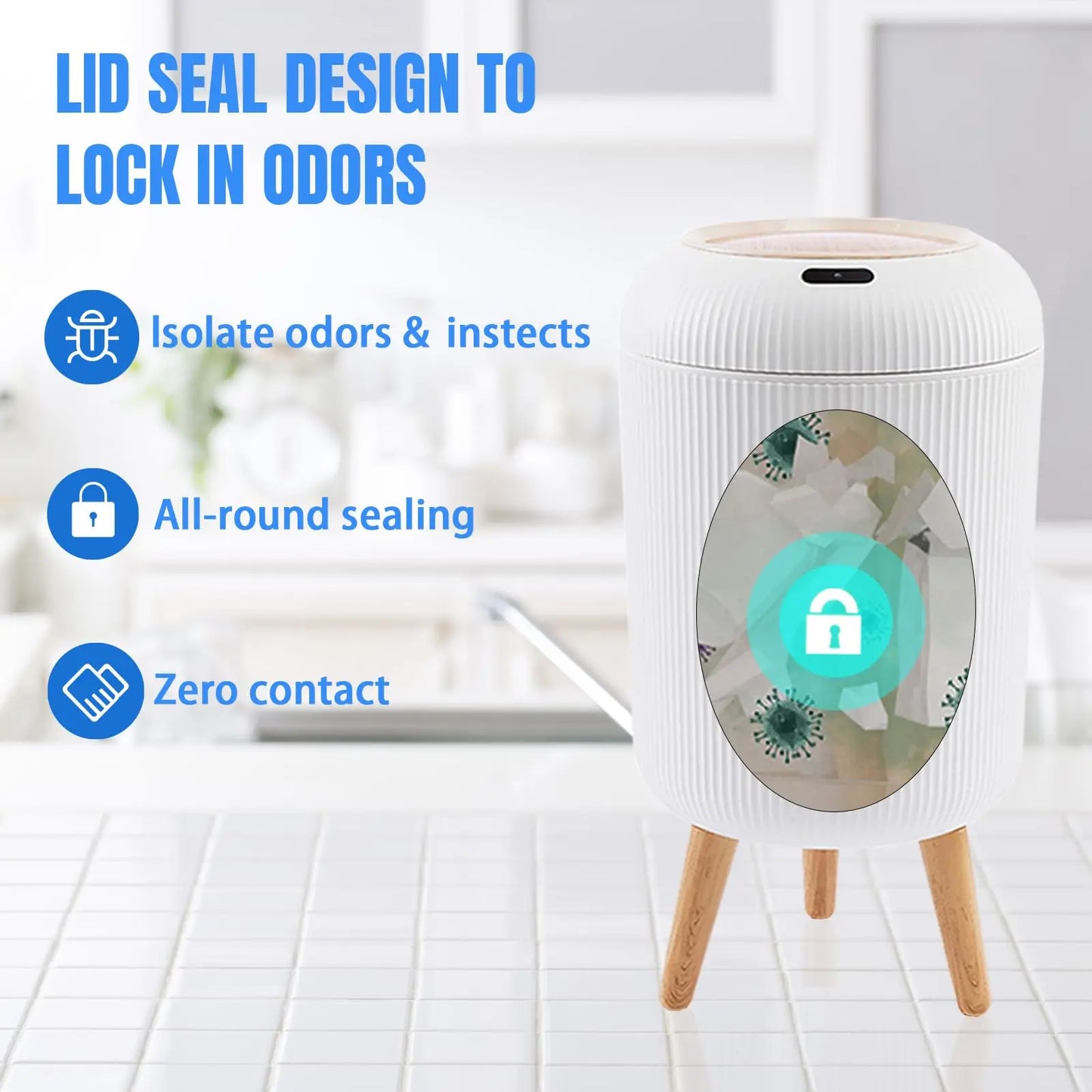 Automatic Trash Can with Lid,  Small Plastic Smart Trash Can,