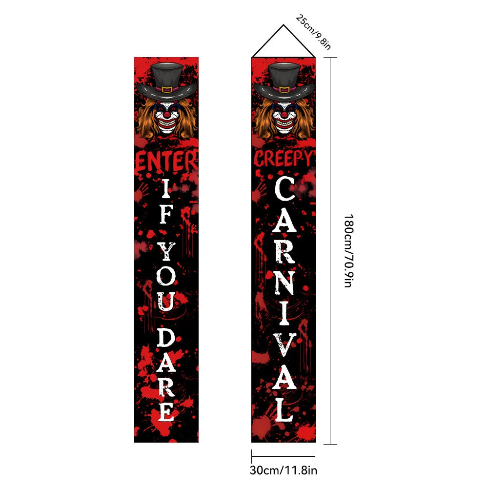 Halloween Carnival Party Decoration  Backdrops Pumpkin Skeleton Pattern Door Curtain