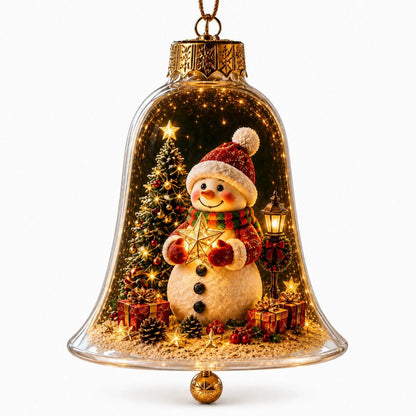 Acrylic Christmas Bell Ornament Decoration 3D Snow Globe Santa Snowman Ball Hanging Xmas Tree Pendant