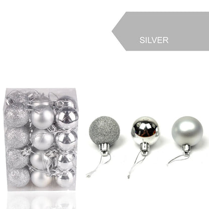 24pcs 3cm Glitter Christmas Ball Ornament Hanging Bauble Ball