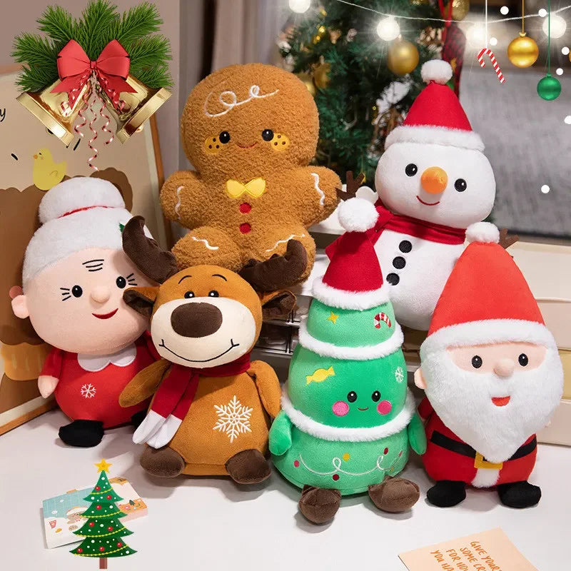 Cute Santa Claus & Elk Snowman Gingerbread Man Plush Toys Stuffed Animal Doll