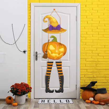 Halloween Paper Hanging Sign Spooky Pumpkin Witch Ghost Front Door Hanger