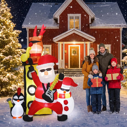 7 FT Christmas Inflatable Santa Band With Reindeer Penguin & Snowman