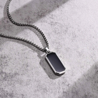 Black Silver Stainless Steel Military Dogtags with Box Chain Gift