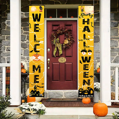 Halloween Carnival Party Decoration  Backdrops Pumpkin Skeleton Pattern Door Curtain