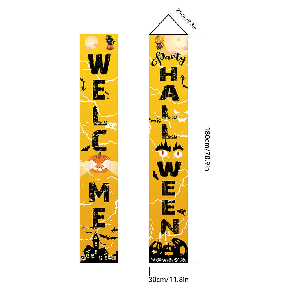 Halloween Carnival Party Decoration  Backdrops Pumpkin Skeleton Pattern Door Curtain
