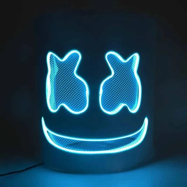 Halloween Light Up Mask Full Face LED Neon Marshmallow Mask