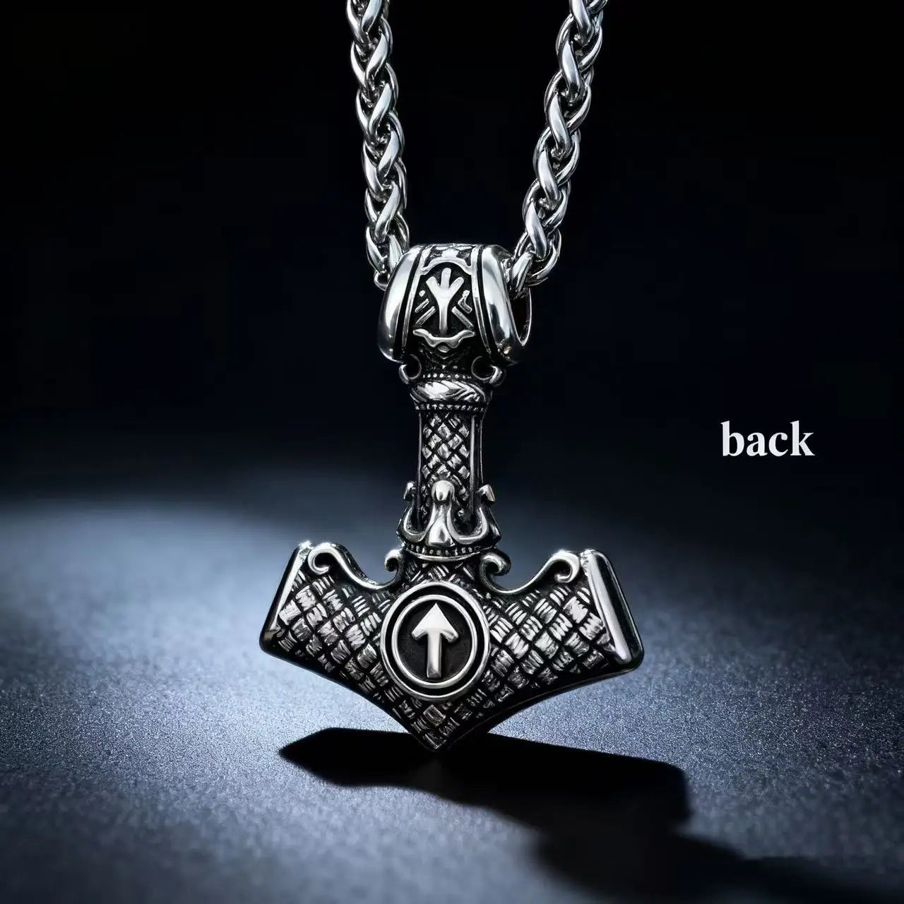 Stainless Steel Mjolnir Thor Hammer Necklace Pendant for Men, Vintage Jewelry Gift