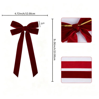 Burgundy Velvet Bow Ornaments 23CM Christmas Tree Decorations Pendant Xmas Bow