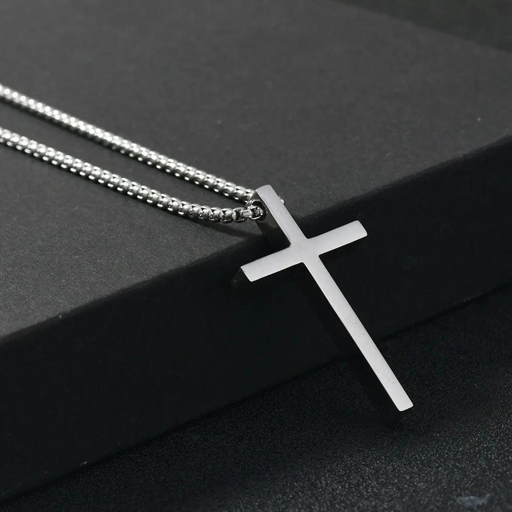 Silver Plain Cross Pendant Collar Hiphop Punk Jewelry Gift