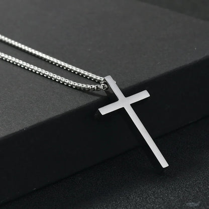 Silver Plain Cross Pendant Collar Hiphop Punk Jewelry Gift