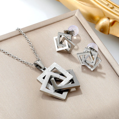 Stainless Steel Necklace & Earrings Fashion Accessories for Women Wedding Party