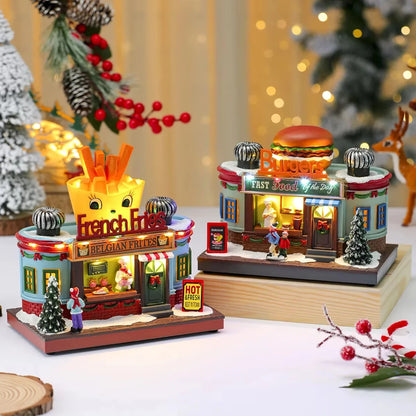 Christmas Rotate Lighted Music Box Resin Santa Ornament