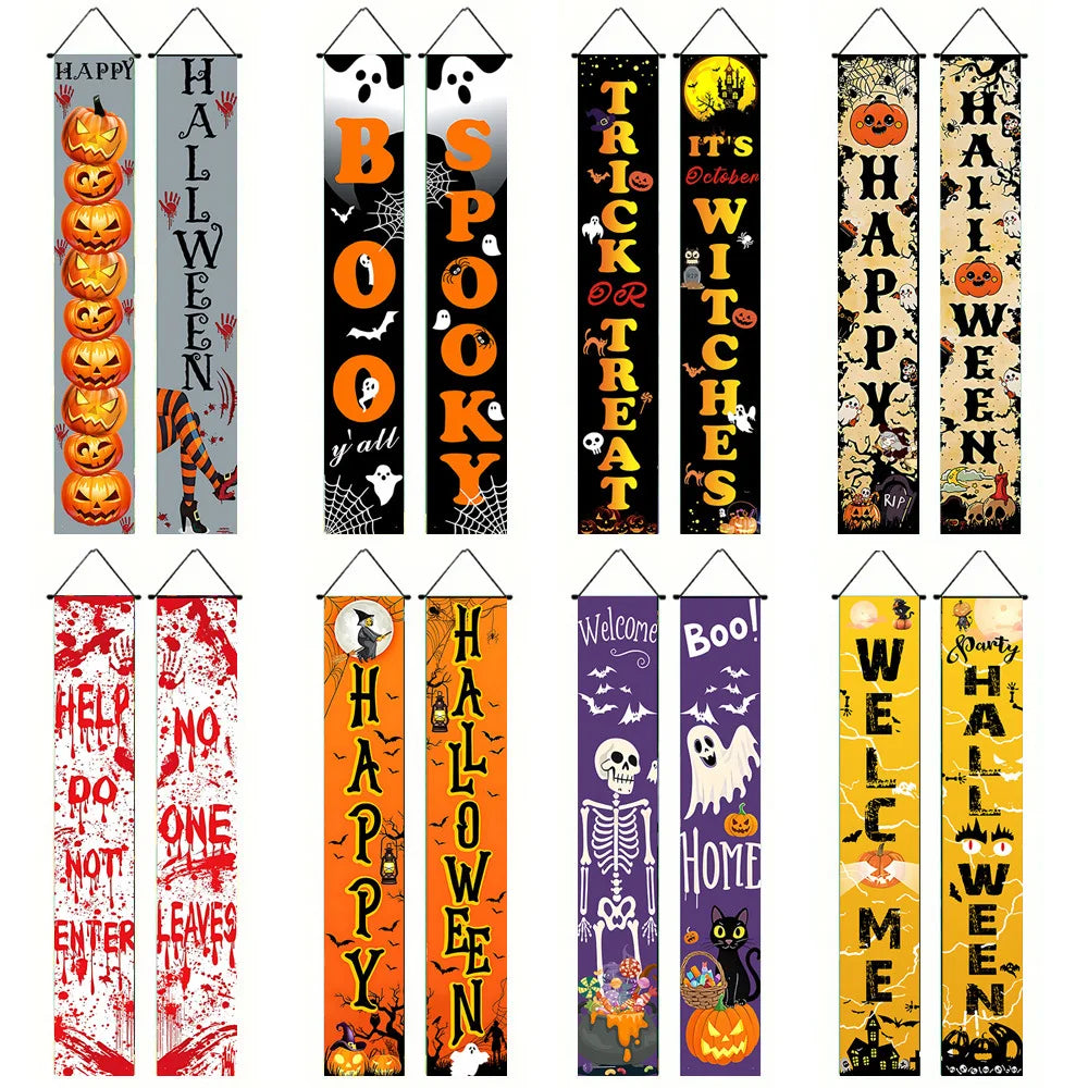 Halloween Carnival Party Decoration  Backdrops Pumpkin Skeleton Pattern Door Curtain