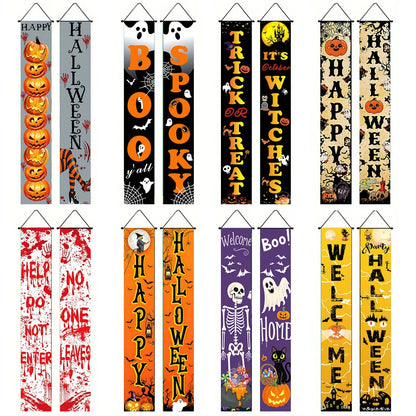 Halloween Carnival Party Decoration  Backdrops Pumpkin Skeleton Pattern Door Curtain