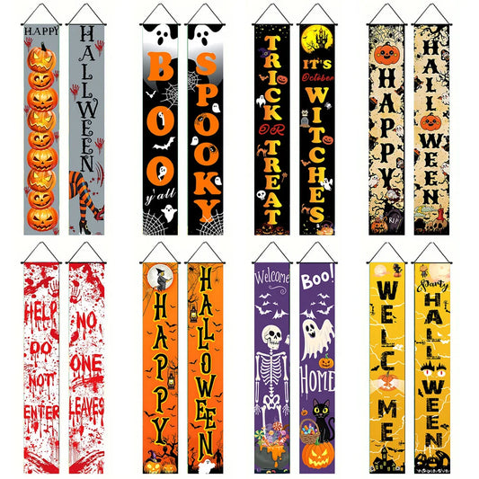 Halloween Carnival Party Decoration  Backdrops Pumpkin Skeleton Pattern Door Curtain