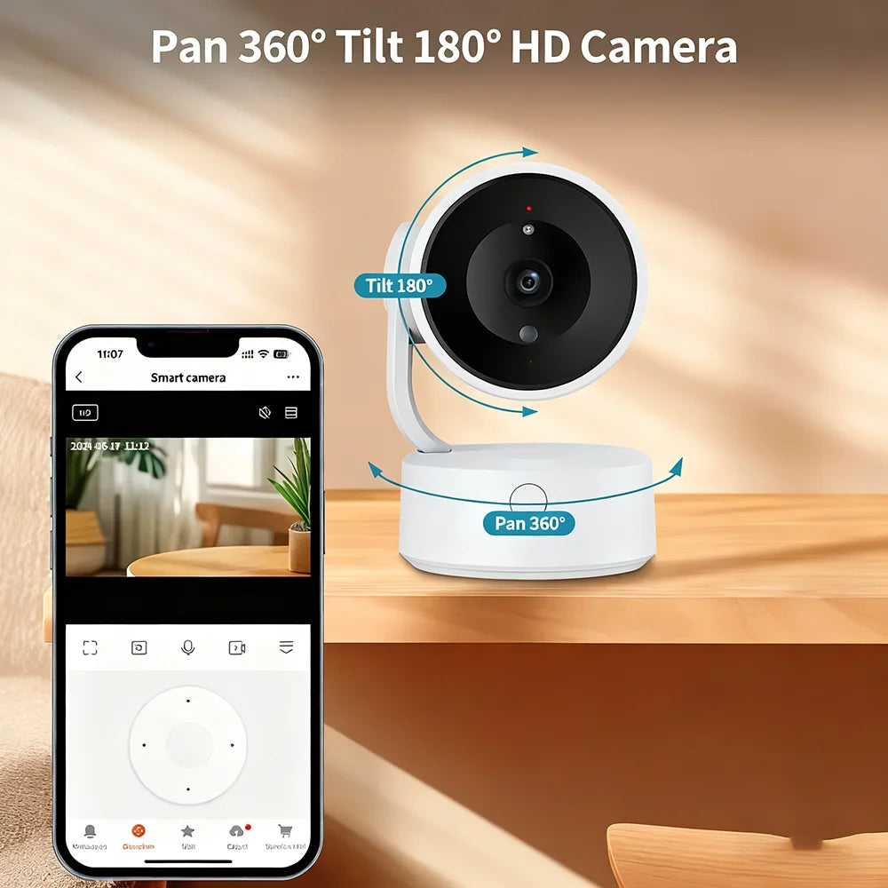 Indoor 5MP Baby Monitor Two Way Talk 4X Zoom PTZ 360°  Surveillance Cameras