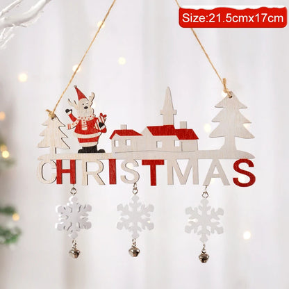 Gnome Santa Claus Wooden Hanging Ornament 2024 Merry Christmas Decoration
