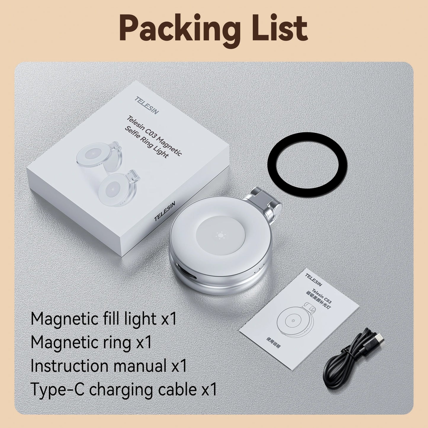Smartphone Magnetic Fill Light Mini Selfie Light 3 Modes Adjustable Brightness