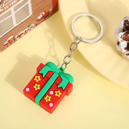 Christmas Cute Cartoon Pendant PVC Keychain Santa Claus Candy Reindeer Hat Tree