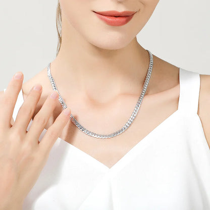 18K Gold/Silver Color 6mm Full Sideways Necklace Chain For Woman Men
