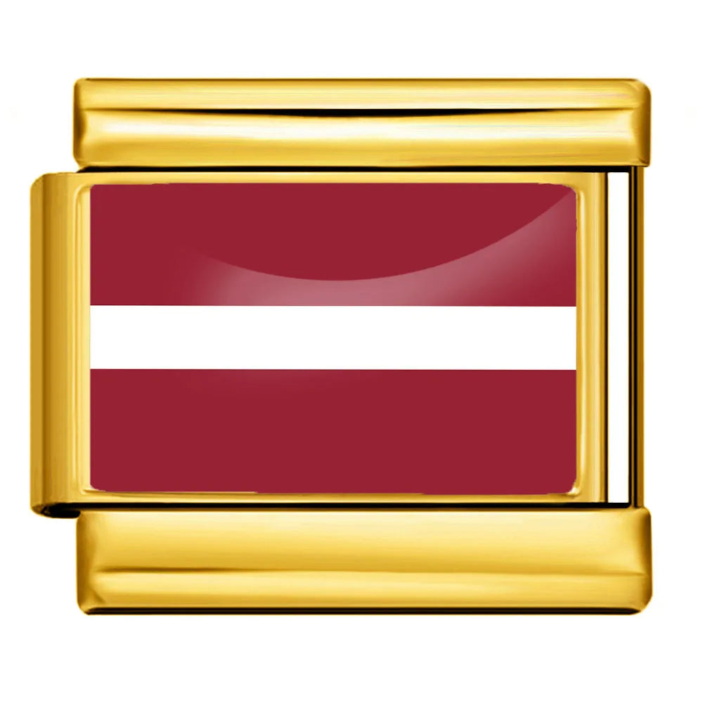 9mm Gold Color World National Flag DIY Jewelry