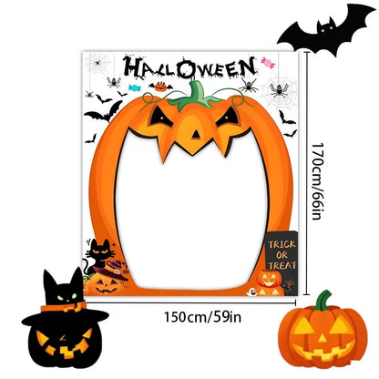 Halloween Pumpkin Party Decorations Scary Pumpkin Door Banner Creepy Photo Booth