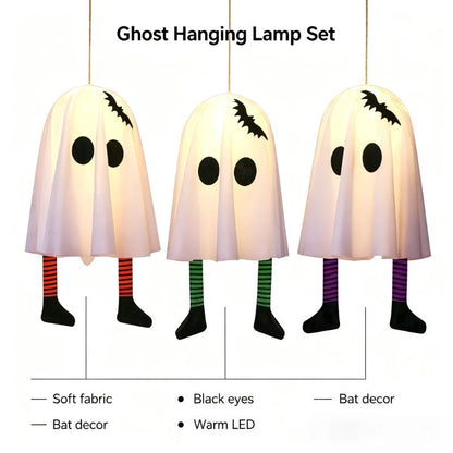Halloween Glowing White Ghost Hanging Ghosts with Fairy Lights Halloween Outdoor Decoration