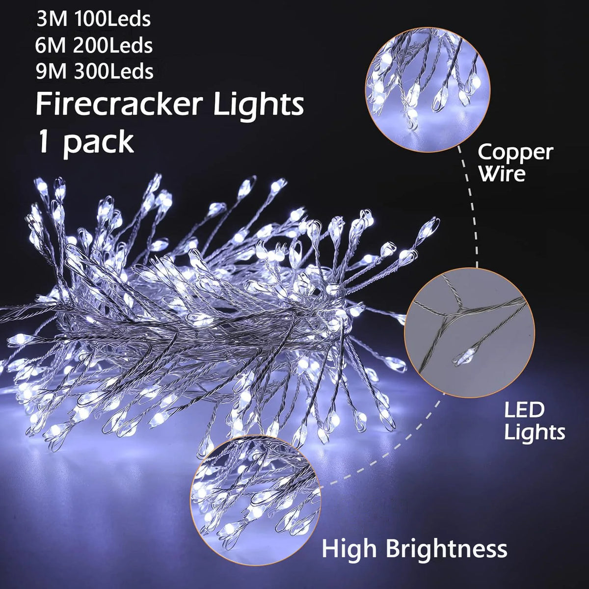 9M USB Power LED Firecracker String Lights Remote Control Garland Fairy Lights Christmas Decoration