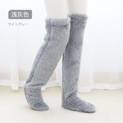 Long Paws Fuzzy Leggings Over Knee Slippers Hairy Stockings